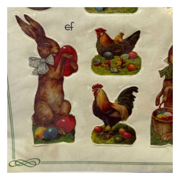 Vintage German Stickers Scrapbook Easter Bunny Hen EF Art No. 8073 Glanzbilder - Picture 5 of 10